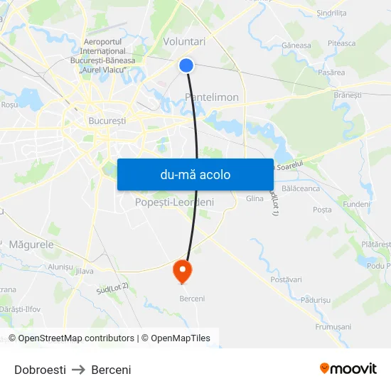 Harta de Dobroesti către Berceni
