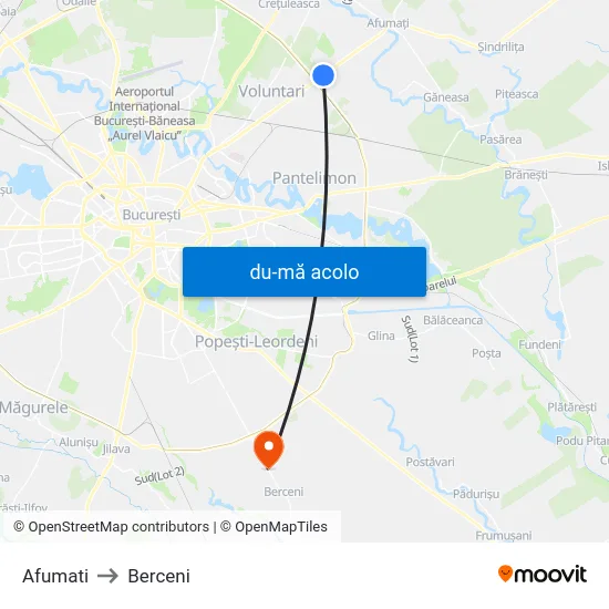Harta de Afumati către Berceni