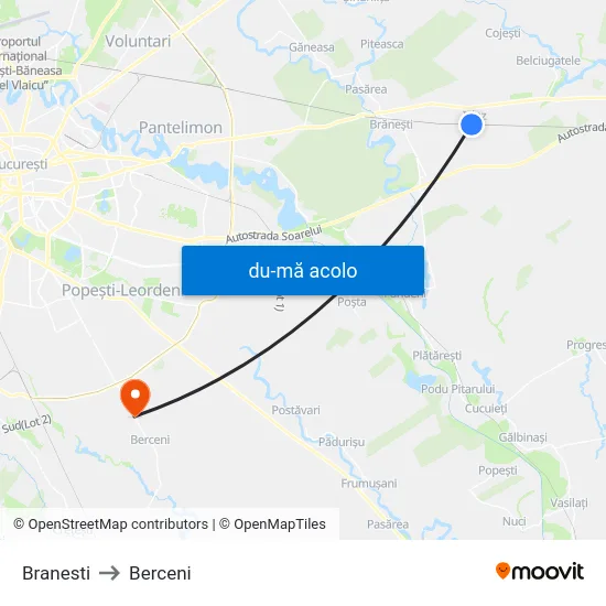Harta de Branesti către Berceni