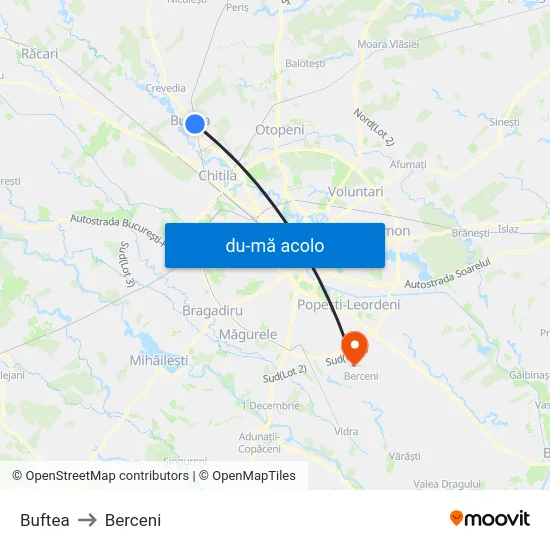 Harta de Buftea către Berceni