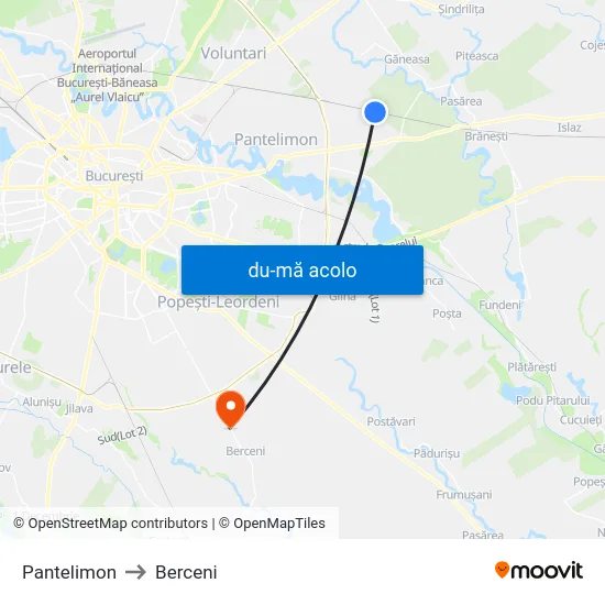 Harta de Pantelimon către Berceni