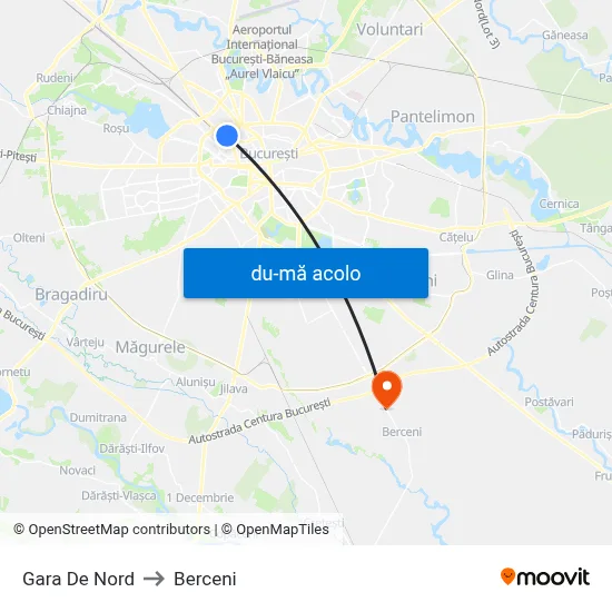 Harta de Gara De Nord către Berceni