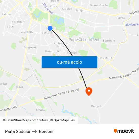 Harta de Piața Sudului către Berceni