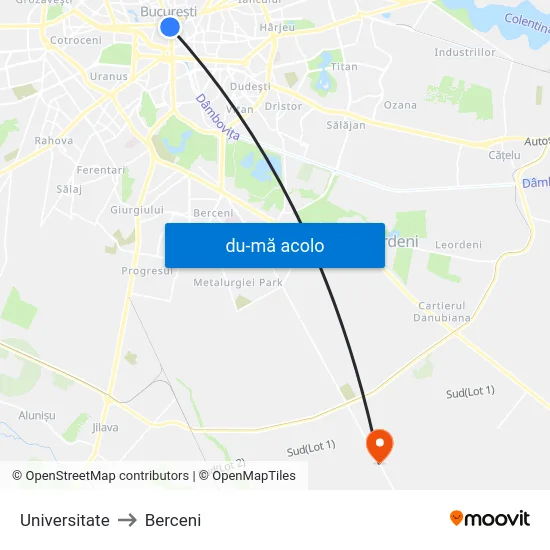 Harta de Universitate către Berceni