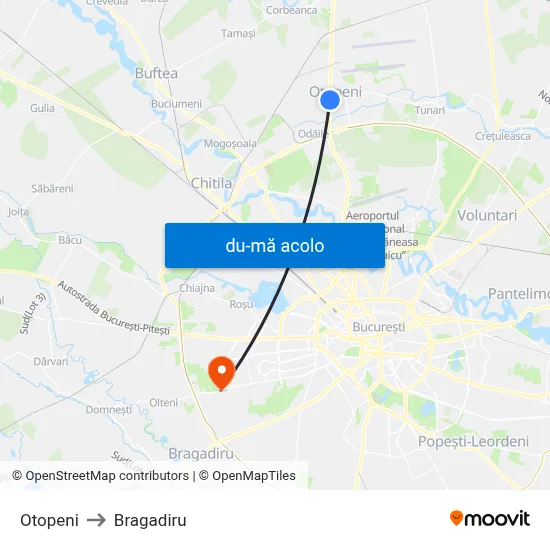 Harta de Otopeni către Bragadiru