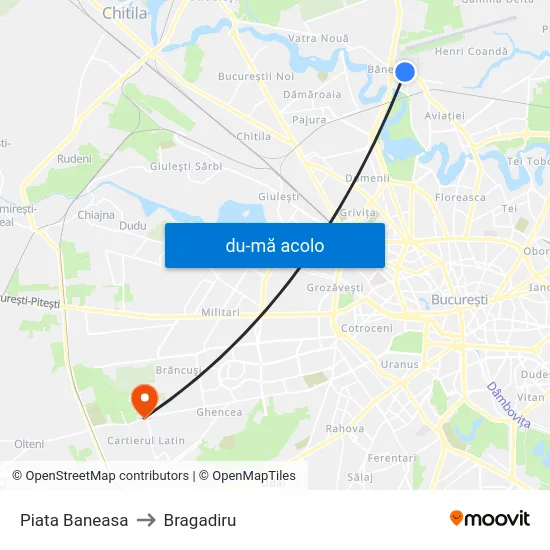 Harta de Piata Baneasa către Bragadiru