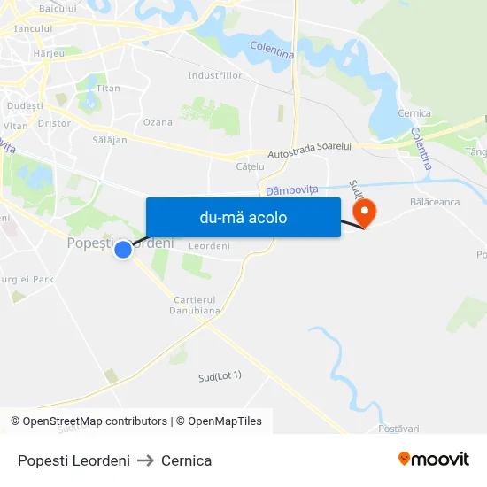 Harta de Popesti Leordeni către Cernica