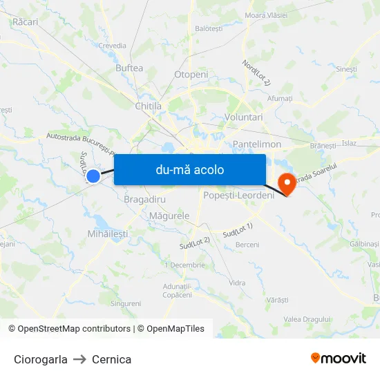 Harta de Ciorogarla către Cernica