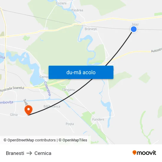 Harta de Branesti către Cernica