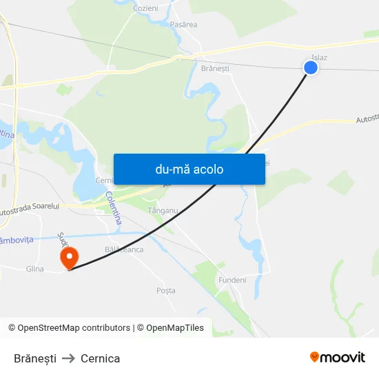 Harta de Brănești către Cernica