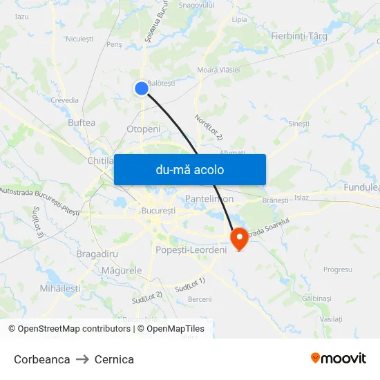 Harta de Corbeanca către Cernica