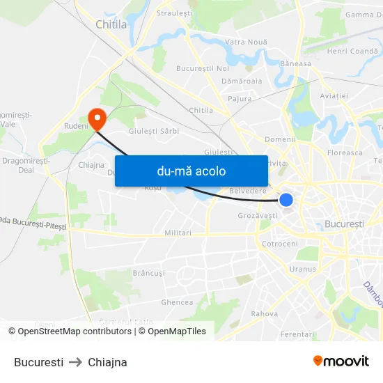 Harta de Bucuresti către Chiajna