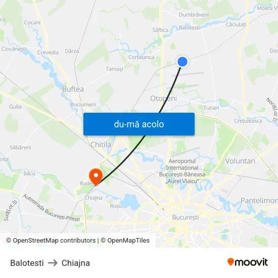 Harta de Balotesti către Chiajna