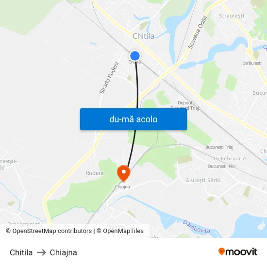 Harta de Chitila către Chiajna