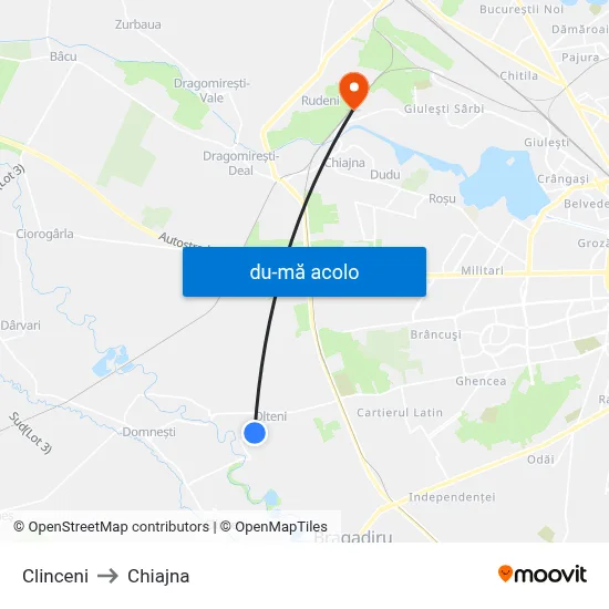 Harta de Clinceni către Chiajna