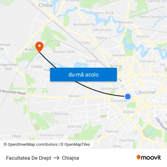 Harta de Facultatea De Drept către Chiajna