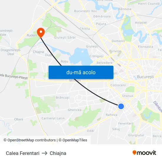 Harta de Calea Ferentari către Chiajna