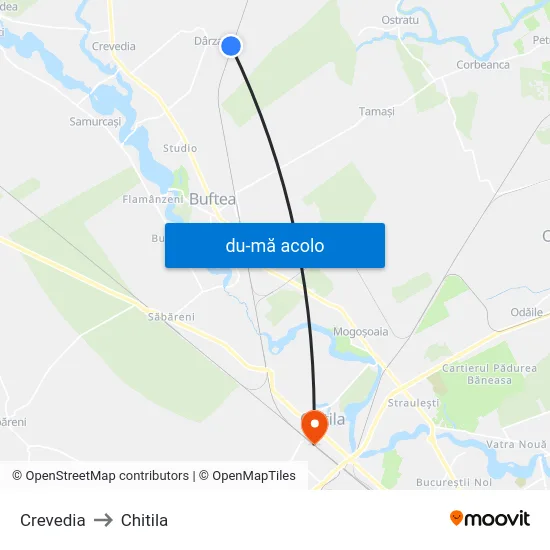 Harta de Crevedia către Chitila