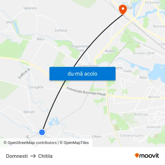 Harta de Domnesti către Chitila