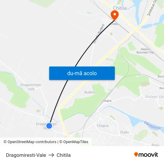Harta de Dragomiresti-Vale către Chitila