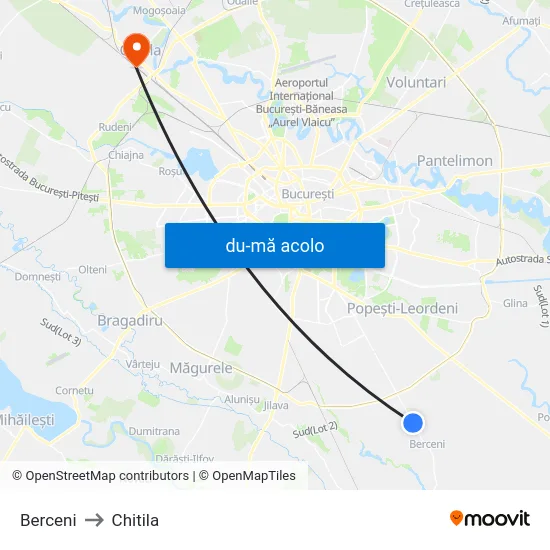 Harta de Berceni către Chitila