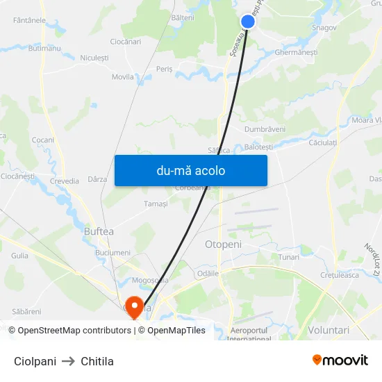 Harta de Ciolpani către Chitila