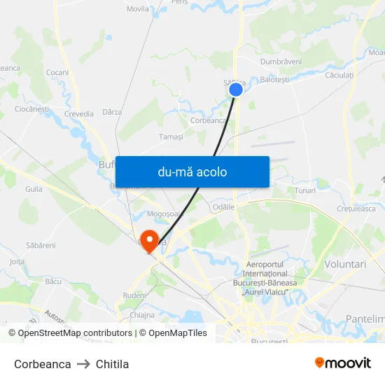 Harta de Corbeanca către Chitila