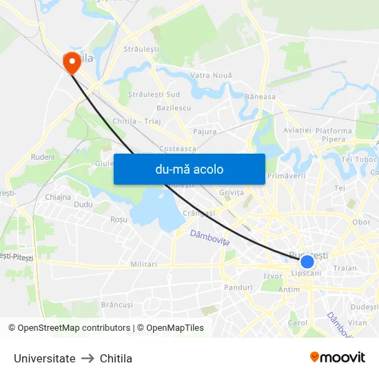 Harta de Universitate către Chitila