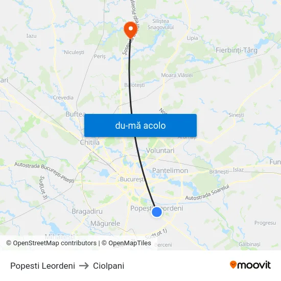 Harta de Popesti Leordeni către Ciolpani