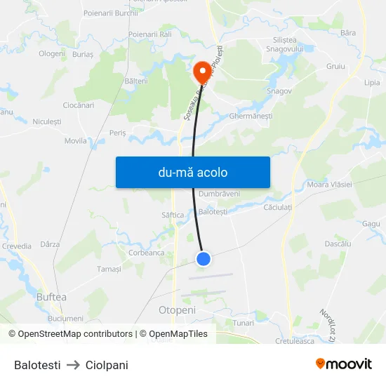 Harta de Balotesti către Ciolpani