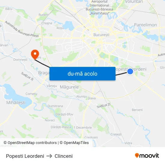 Harta de Popesti Leordeni către Clinceni