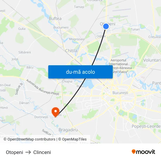 Harta de Otopeni către Clinceni
