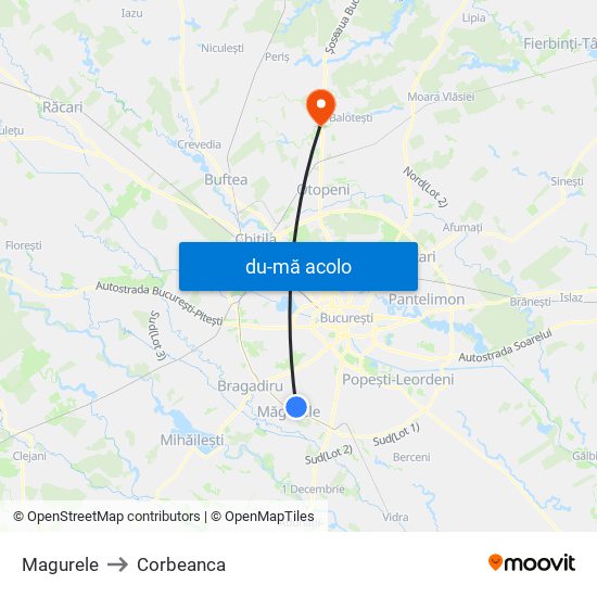 Harta de Magurele către Corbeanca