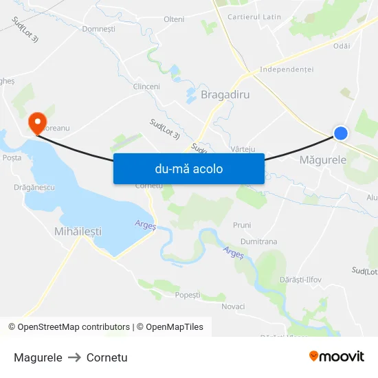 Harta de Magurele către Cornetu