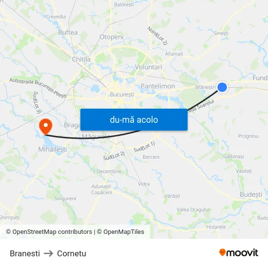 Harta de Branesti către Cornetu