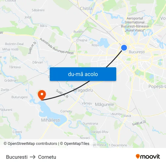 Harta de Bucuresti către Cornetu