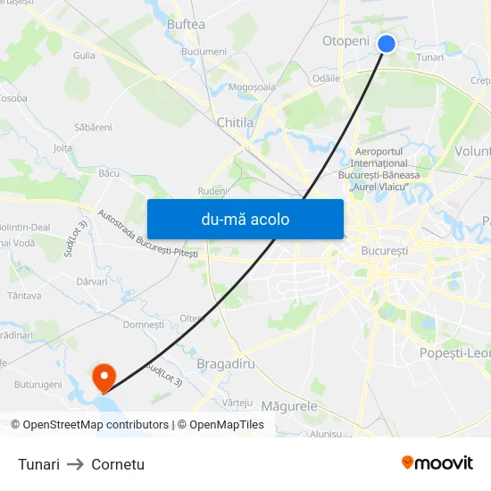 Harta de Tunari către Cornetu