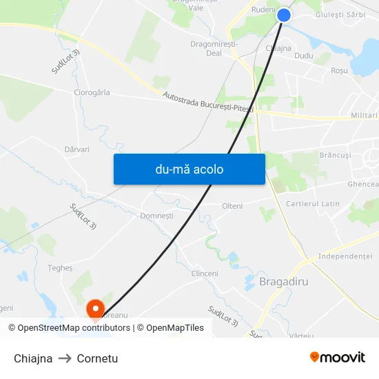 Harta de Chiajna către Cornetu