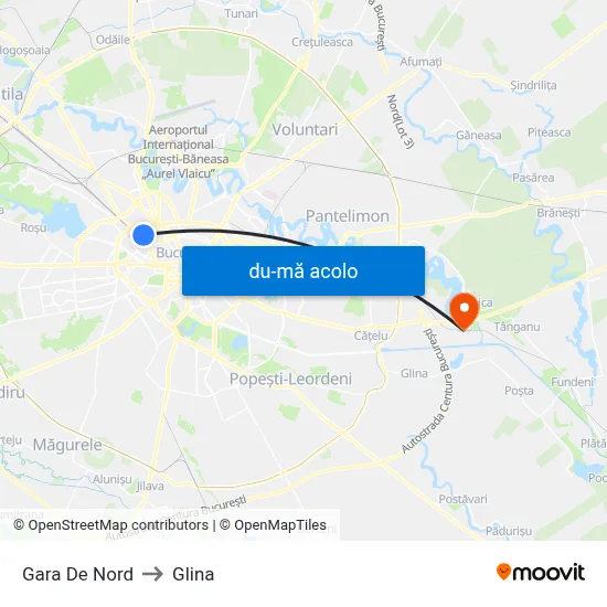 Harta de Gara De Nord către Glina