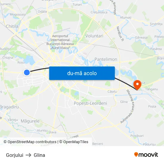 Harta de Gorjului către Glina