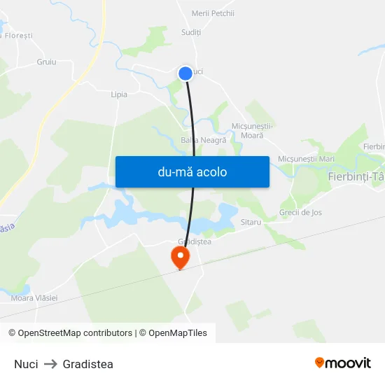 Harta de Nuci către Gradistea