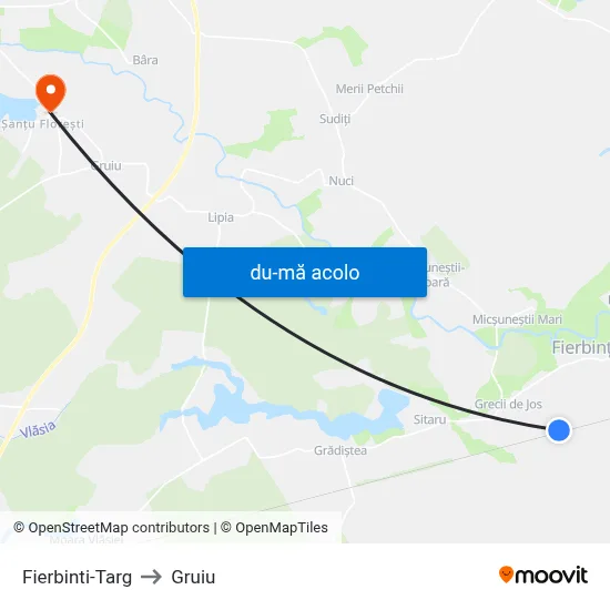 Harta de Fierbinti-Targ către Gruiu