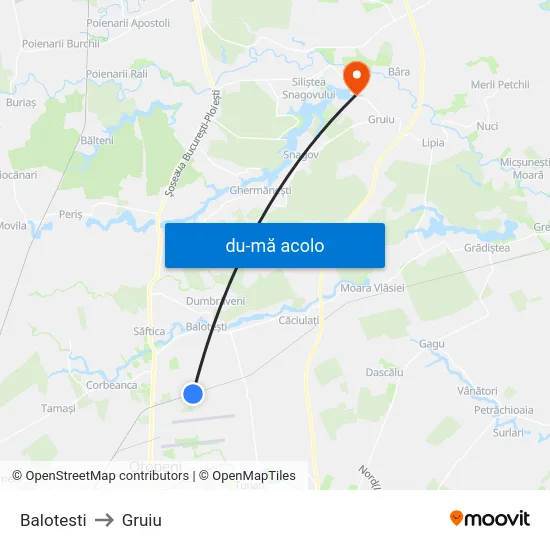 Harta de Balotesti către Gruiu