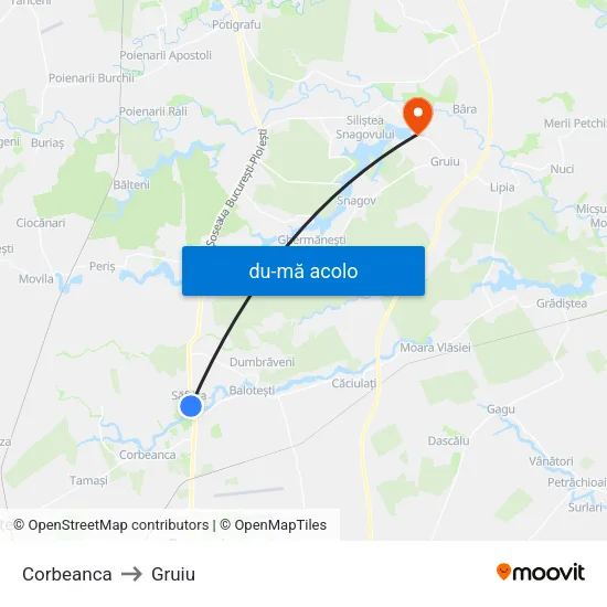 Harta de Corbeanca către Gruiu