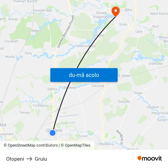 Harta de Otopeni către Gruiu