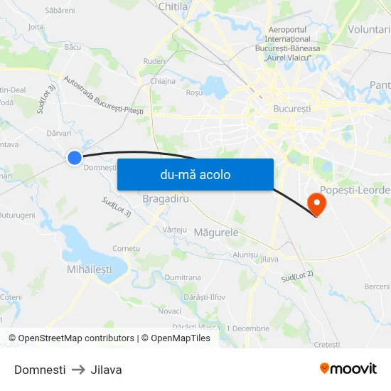 Harta de Domnesti către Jilava