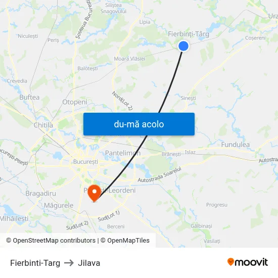 Harta de Fierbinti-Targ către Jilava