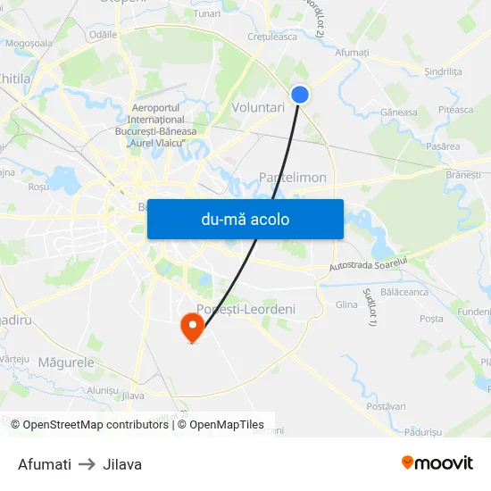 Harta de Afumati către Jilava
