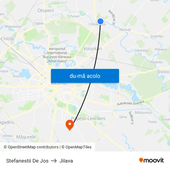 Harta de Stefanestii De Jos către Jilava