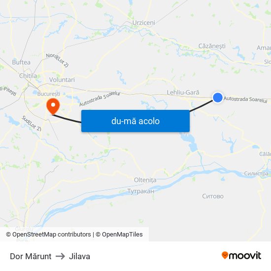 Harta de Dor Mărunt către Jilava